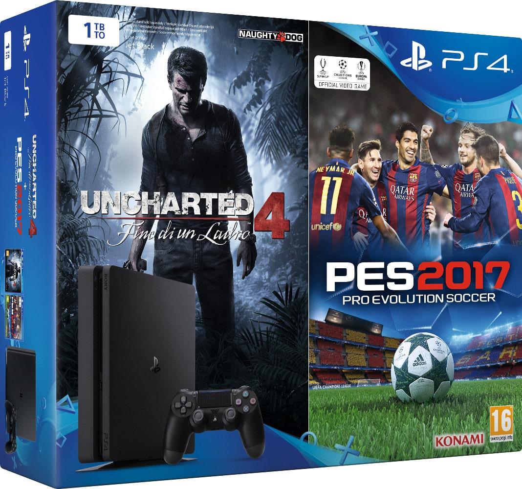 SONY Console Sony PS4 1 TB + Uncharted 4 + PES 2017 bundle